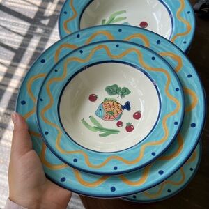 Colorful Fish Design Ceramic Bowls